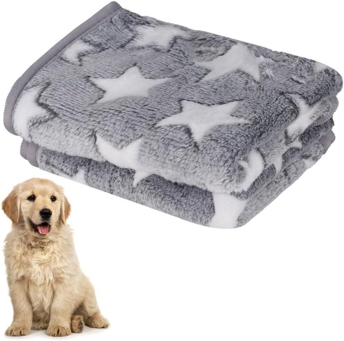 Hondendeken Huisdier Fleece - Kattenmat Puppydeken - Comfortabel Rusten - Zacht Koraalfleece - 2 stuks 40 x 60 cm - Grijs