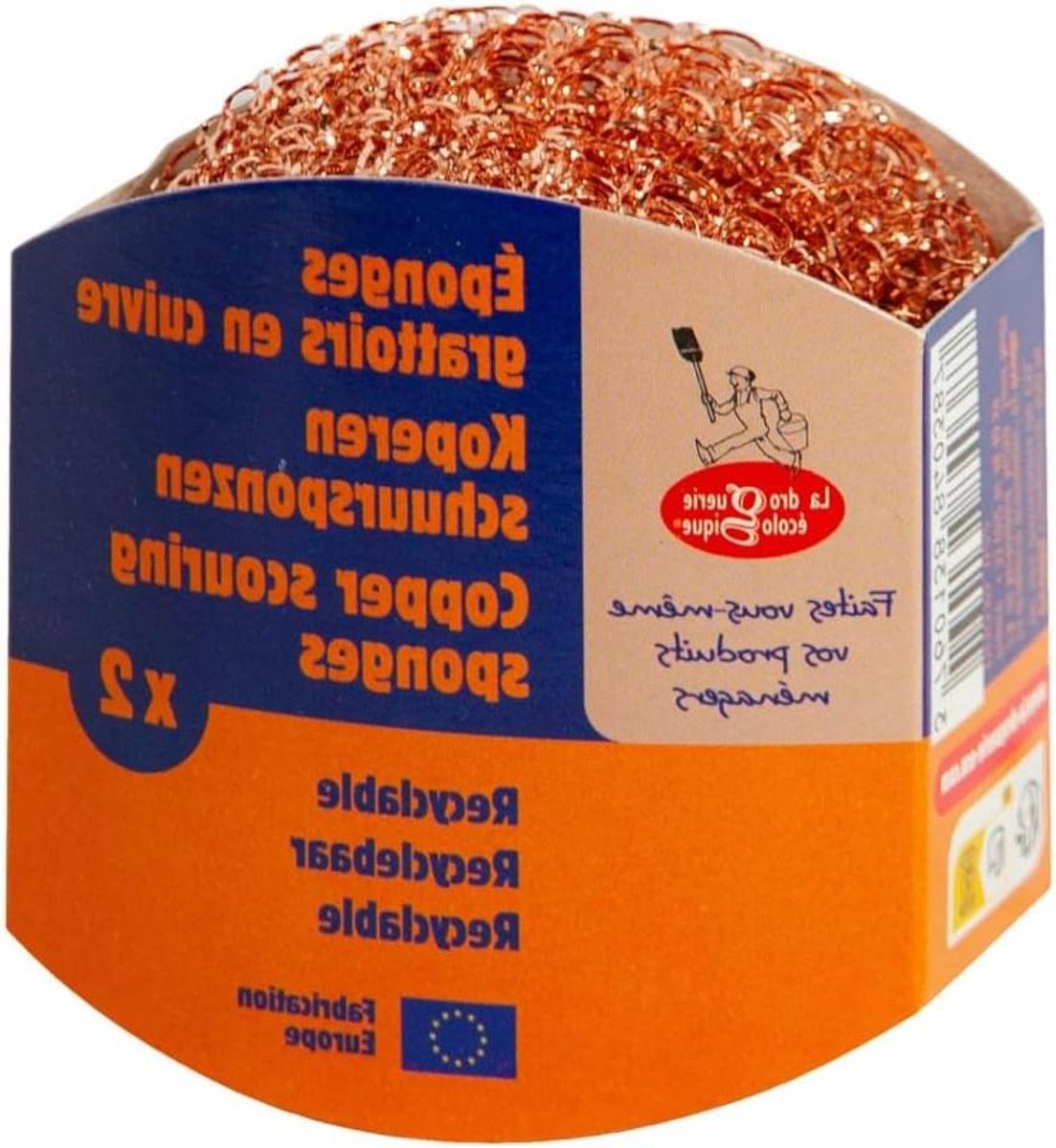 Koperen Schrapersponzen - Schoonmaak Sponzen - Pannen Reinigen - Krasvrij Schoonmaken - 2 Stuks - Koperkleurig