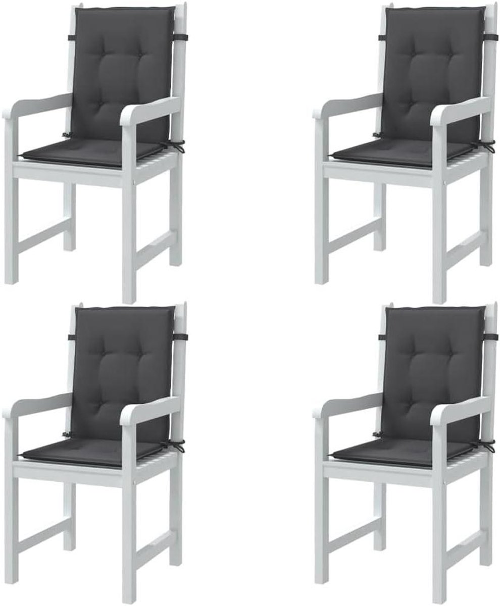 Stoelkussens met lage rugleuning - Zitkussens Tuinstoel - Buiten Zitten - Antislip met koorden - 100 x 50 cm - Antraciet