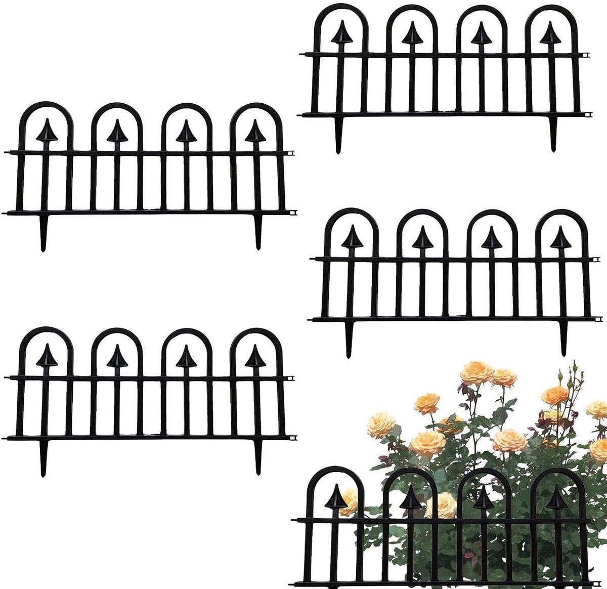 Tuinrand Decoratief - Bloembedrand Hekwerk - Tuin Afscheiden - Weerbestendig PP - 63x35cm - Zwart