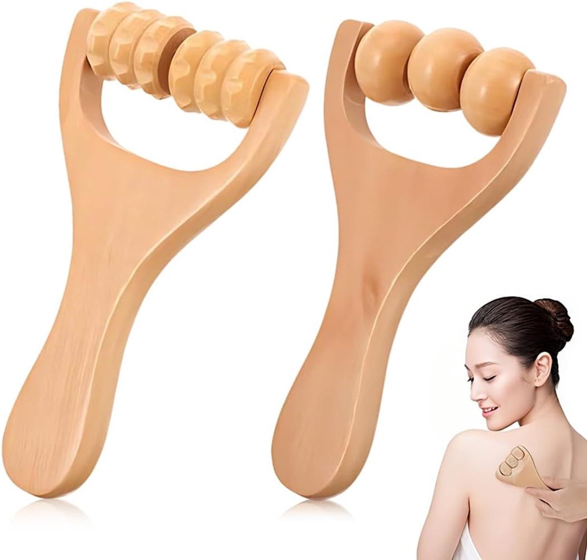 Beenmassageapparaat - Hout - 15 x 8 cm - Handzaam Rolmassageapparaat voor Spierontspanning en Doorbloeding