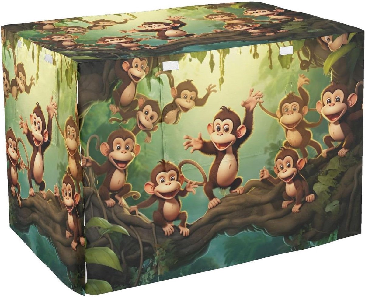 Hondenkrathoes - Benchhoes Hond - Bescherming Hondenkrat - Winddicht en Ventilerend - 1359 x 842 x 875 cm - Jungle Apen