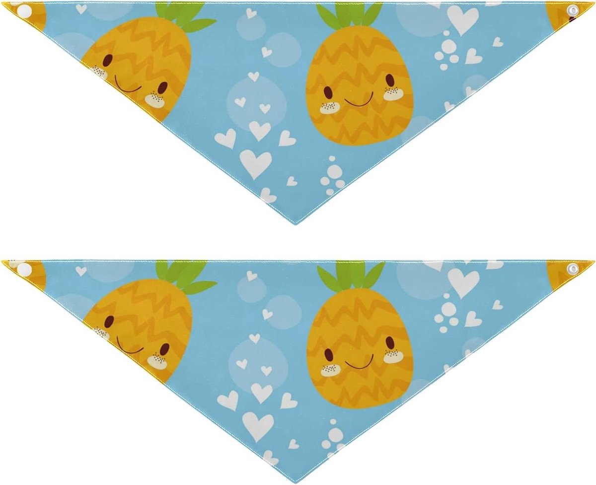 Hond Bandana's - Honden Sjaal - Huisdier Aankleden - Dubbelzijdig Print - Maat L - Cartoon Ananas Geel
