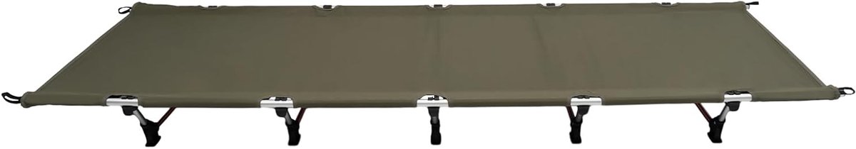Campingbed Inklapbaar - Lichtgewicht Bed - Buiten Slapen - Robuuste Aluminium Constructie - 190 x 64 cm - Legergroen