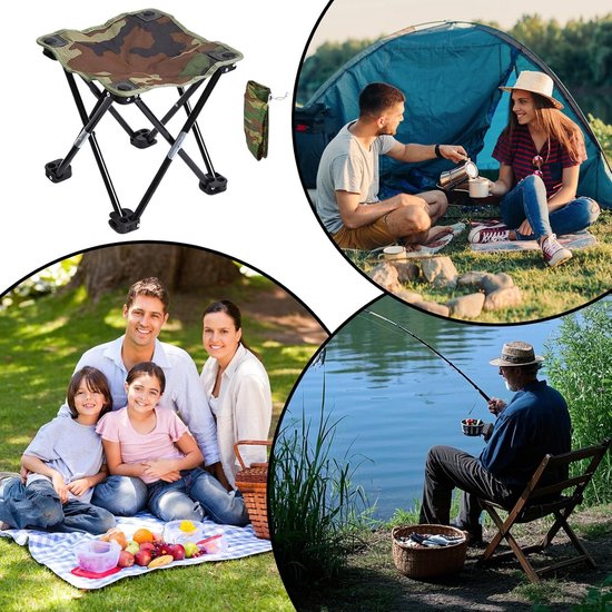 Klapbare Kruk - Intrekbare Stoel - Outdoor Zitten - Snel Opvouwbaar - 26 x 8 x 26 cm - Zwart — afbeelding 5