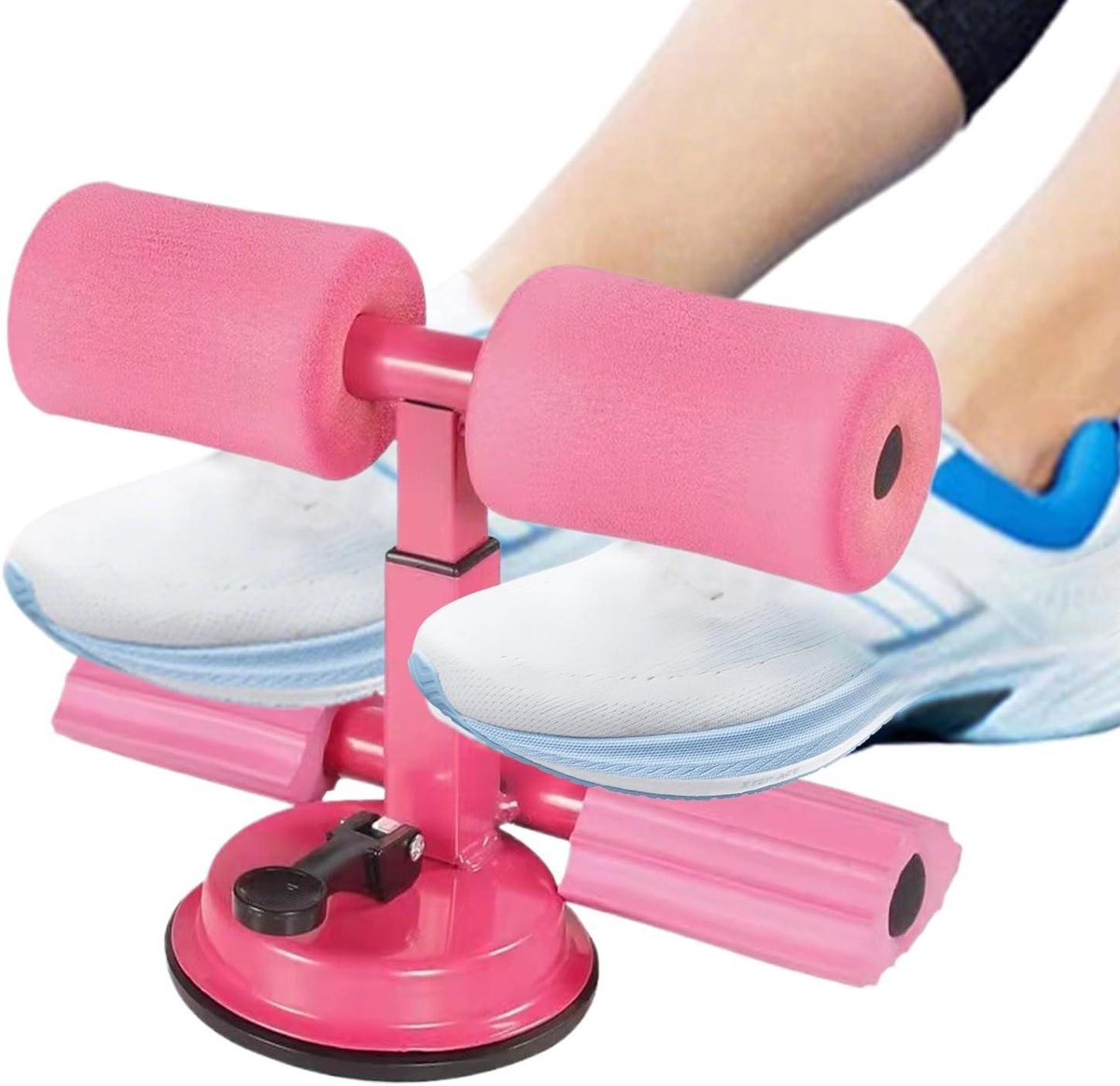 Sit-upbar met Zuignap - Buikspiertrainer Fitnessassistent - Buikspieroefeningen - Sterke Zuignapbasis - 26 x 16 cm - Roze