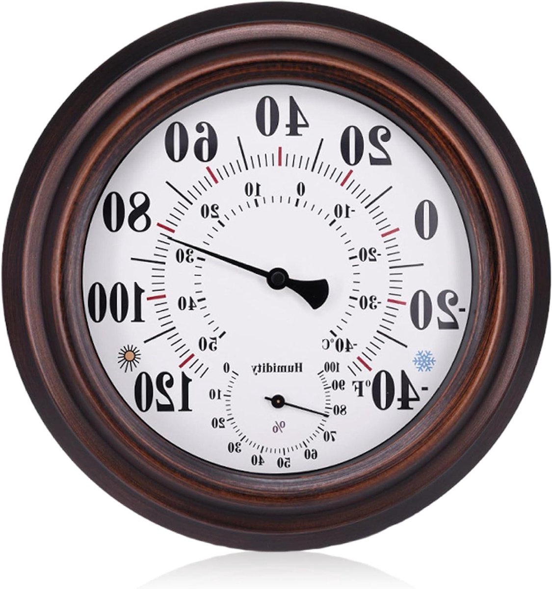 Wandthermometer Hygrometer - Buiten Weerstation - Klimaat Monitoren - Stijlvol Vintage Design - 20.3 cm - Brons
