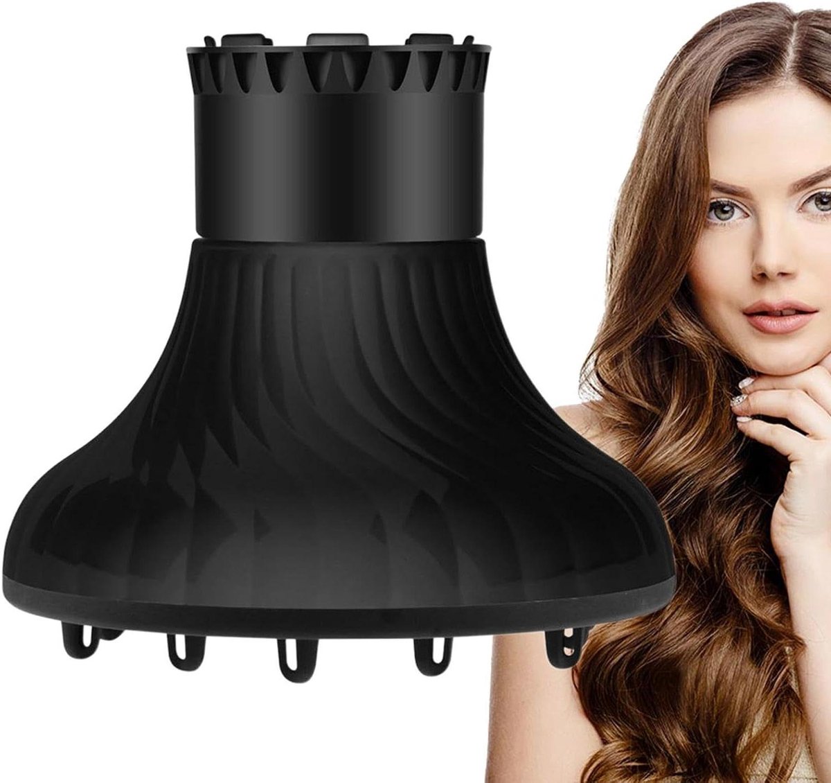 Haardiffuser Föhn - Krullen Creator - Haar Stylen - Universele Pasvorm - 16.5 x 15 cm - Zwart