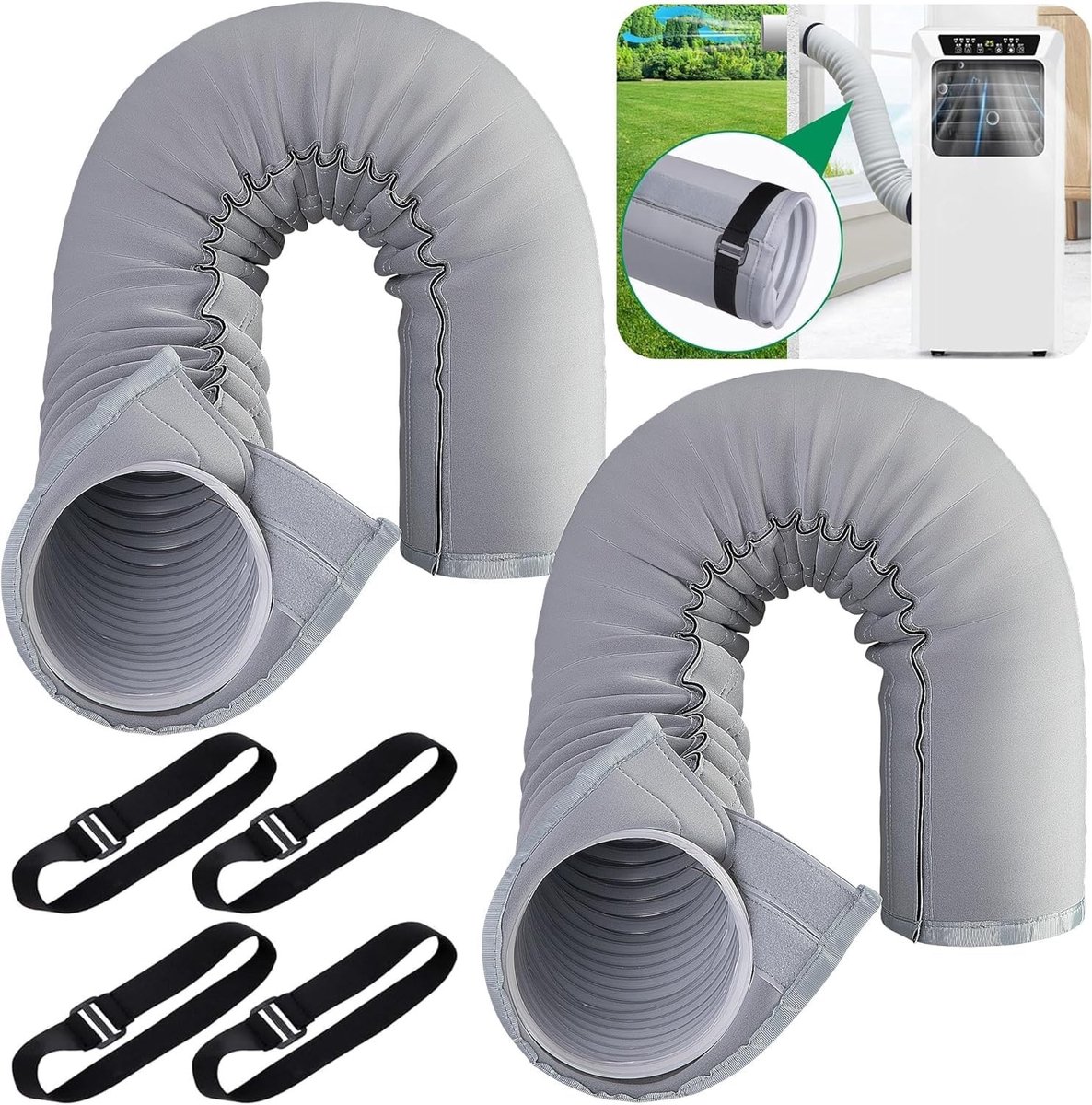 Afvoerslang airco - 2 stuks - 152,4 cm - Neopreen Isolerende Slangafdekking - Universele Isolatie voor Draagbare Airconditioners