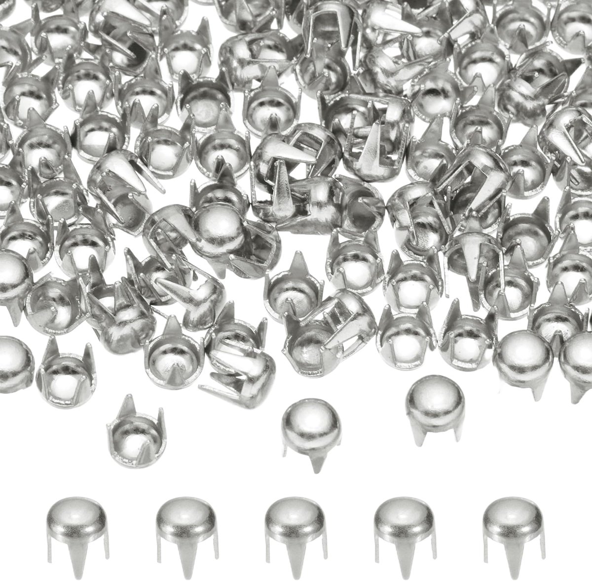 Ronde Dom Nieten Set - 180 Stuks, 4mm, Zilverkleurig, Voor DIY en Decoratie
