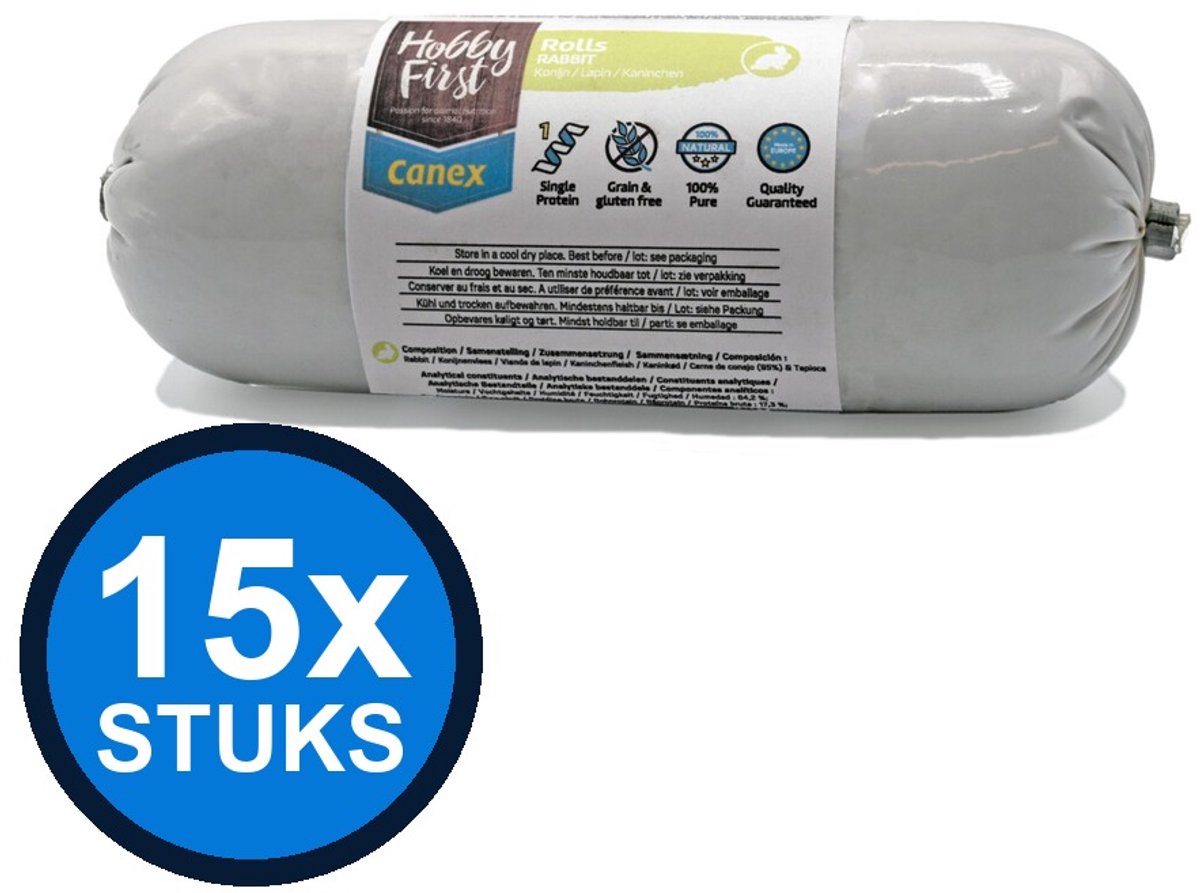 12x Hobby First Canex high protein roll rabbit 400gr