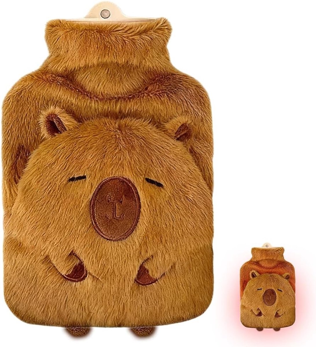 Pluche Warmwaterkruik met Deksel, 1 Liter, Dierenontwerp voor Pijnverlichting en Comfort, Perfecte Cadeau voor Familie en Vrienden