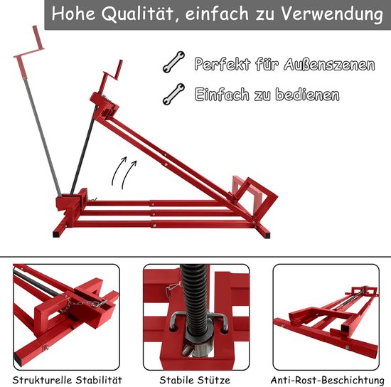 Grasmaaier Lift - Hefbrug Tractor - Onderhoud en Reiniging - 45 Graden Kantelbaar - Max 400 kg - Rood — afbeelding 5