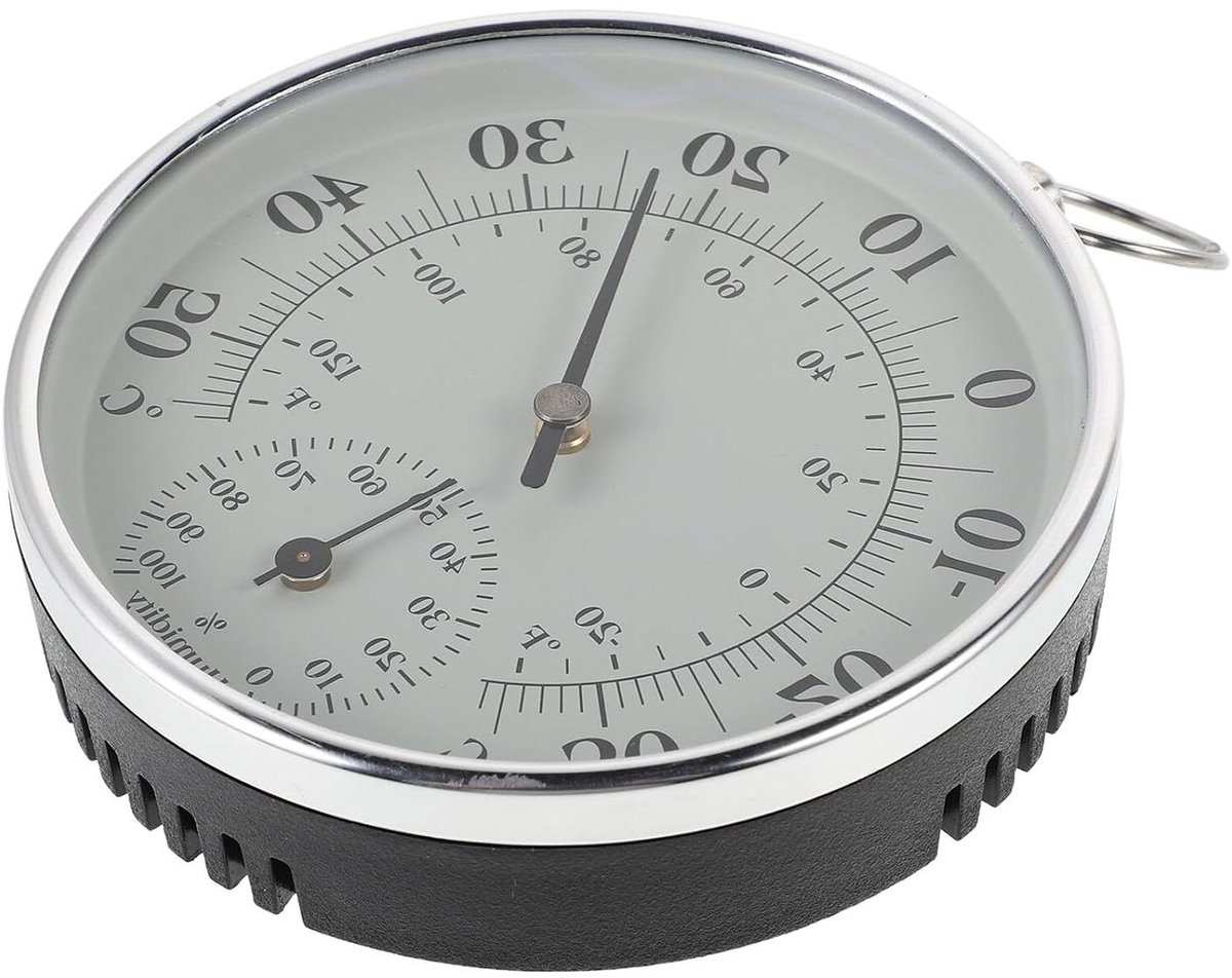 Thermometer Hygrometer - Klimaatmeter Kamer - Binnenklimaat Monitoren - Dubbele Analoge Wijzer - 10 cm Diameter - Wit