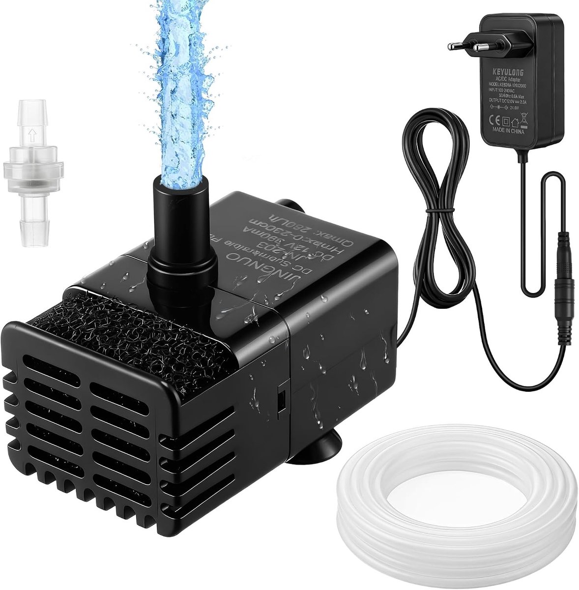 Mini airco - Wit - 5,5 x 2,6 x 3 cm - Automatische Dompelpomp met Watersensor en 2,5 m Slang - Voor Airco en Ontvochtiger