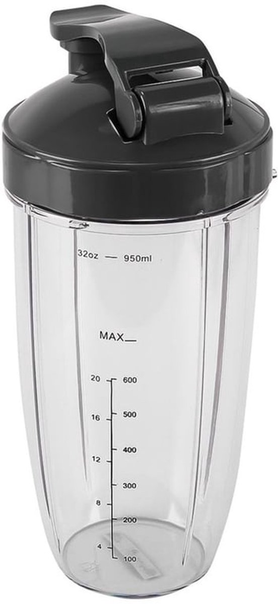 Mengbekers 32 Oz - Vervangende Mengbekers - Compatibel met 600W/900W Staafmixers - Vaatwasmachinebestendig - Voedingskwaliteit Materiaal - Sportdop Inclusief - Mixbeker