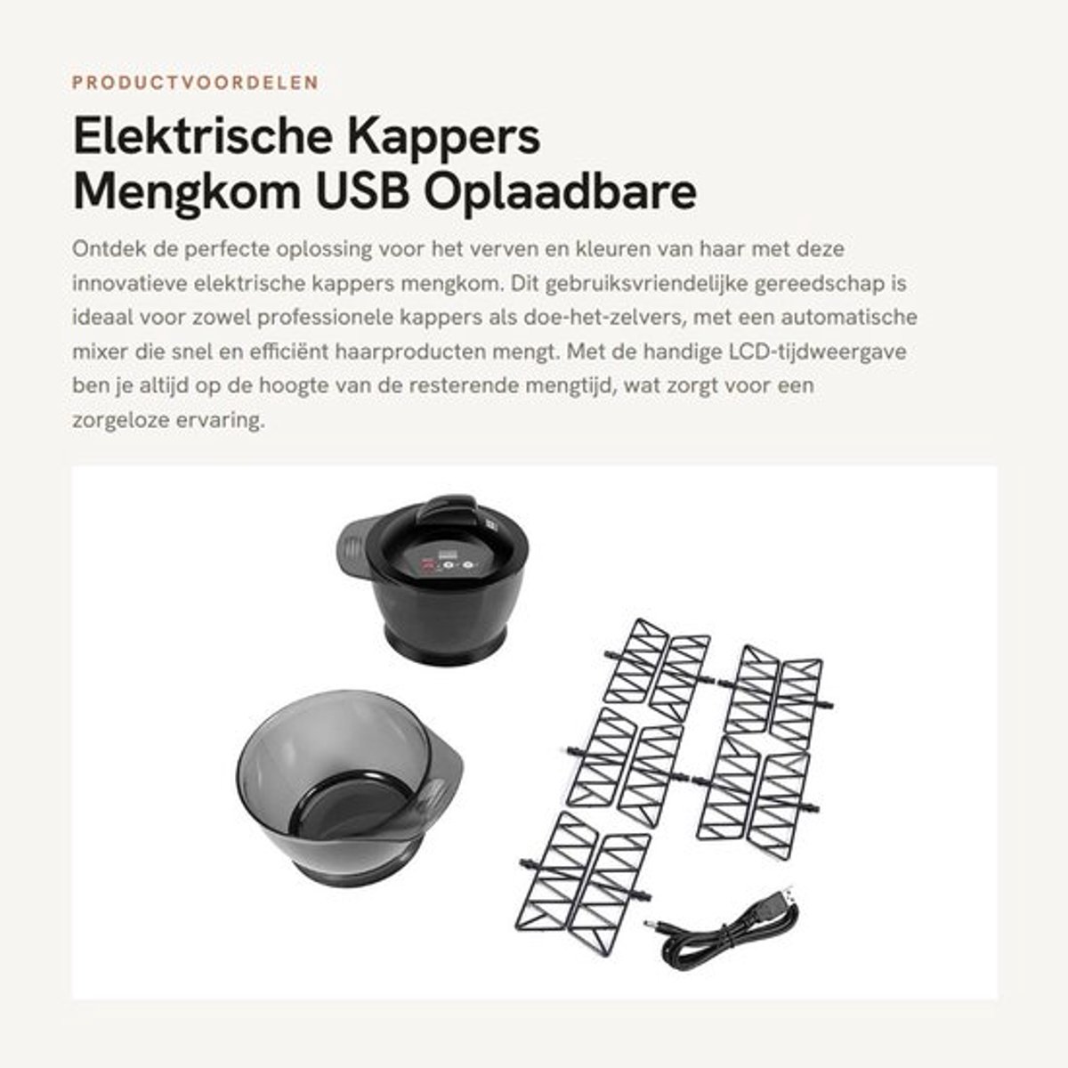 Elektrische Kappers Mengkom - USB Oplaadbare Mixer - LCD Tijdweergave - Haarcrème Mengkom - Kapsalon Gereedschap - DIY Haarkleur