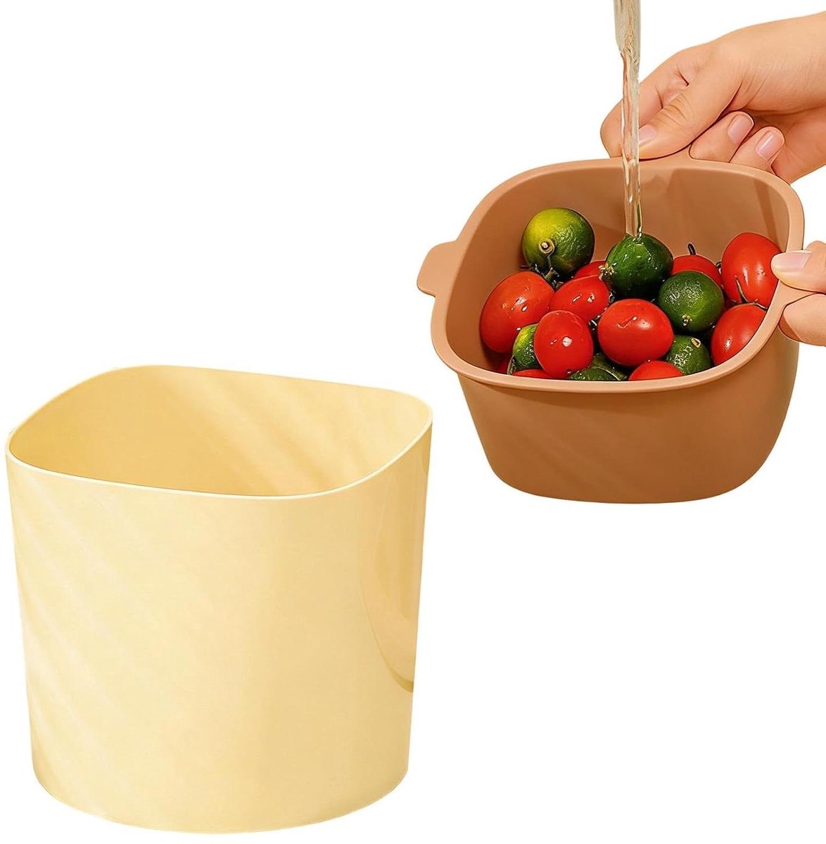 Compostbak Aanrecht - Vuilvanger Keuken - Voedselafval Verwerken - Dubbellaagse Zeef - 17 x 17 x 13.5 cm - Koffie