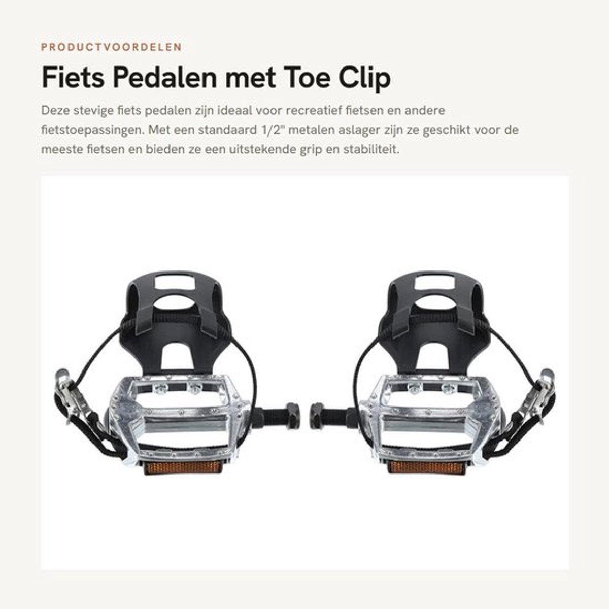 Fiets Pedalen 12.7mm 1/2'' - Verstelbare Band - Geschikt voor Stadsfiets/BMX/Racefiets - Eenvoudig te Installeren - Stevige Metalen Aslagering - Fietsaccessoires