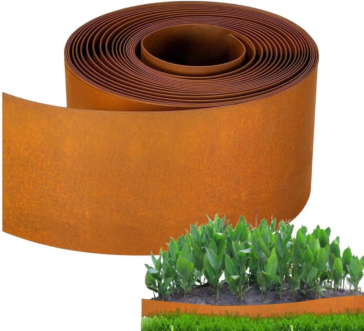 Bedrand Staal - Gazonrand Perkrand - Tuin Afscheiden - Op Maat Te Snijden - 155 cm x 10 m - Roestbruin