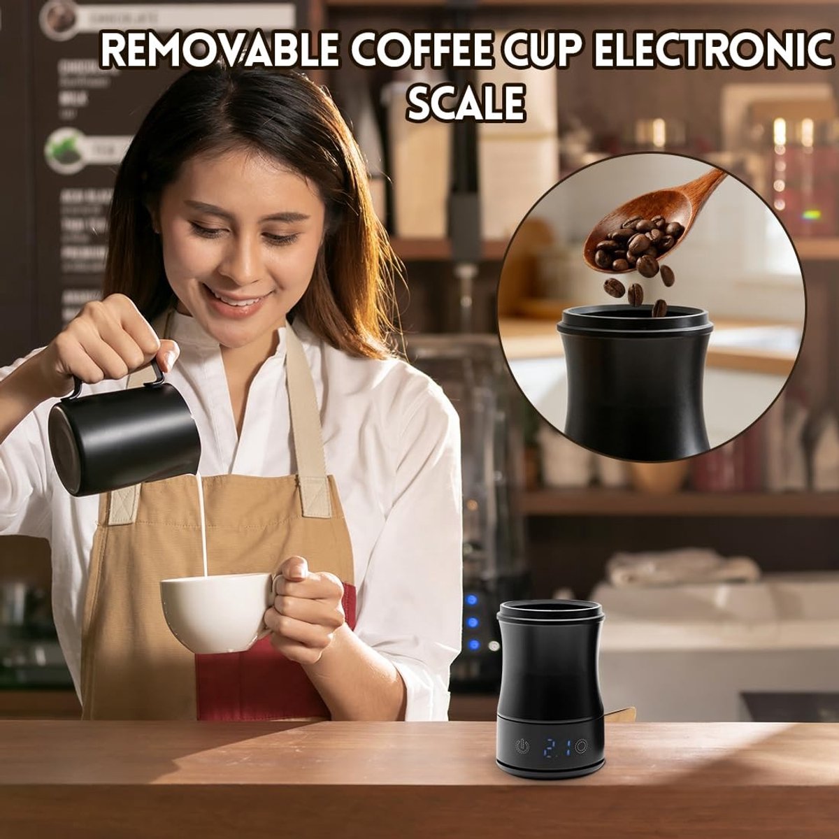 Microweegschaal - RVS - Compact - Digitale Koffieweegschaal met Timer en USB-oplaadbaar - Voor Barista en Koffieliefhebbers