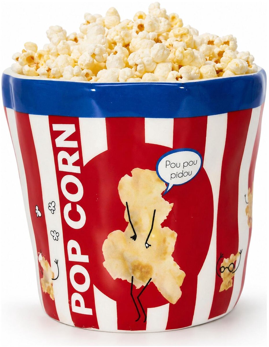 Cook Concept Popcorn bak / emmer - rood / wit - keramiek - 14 x 13 cm - bioscoopstijl