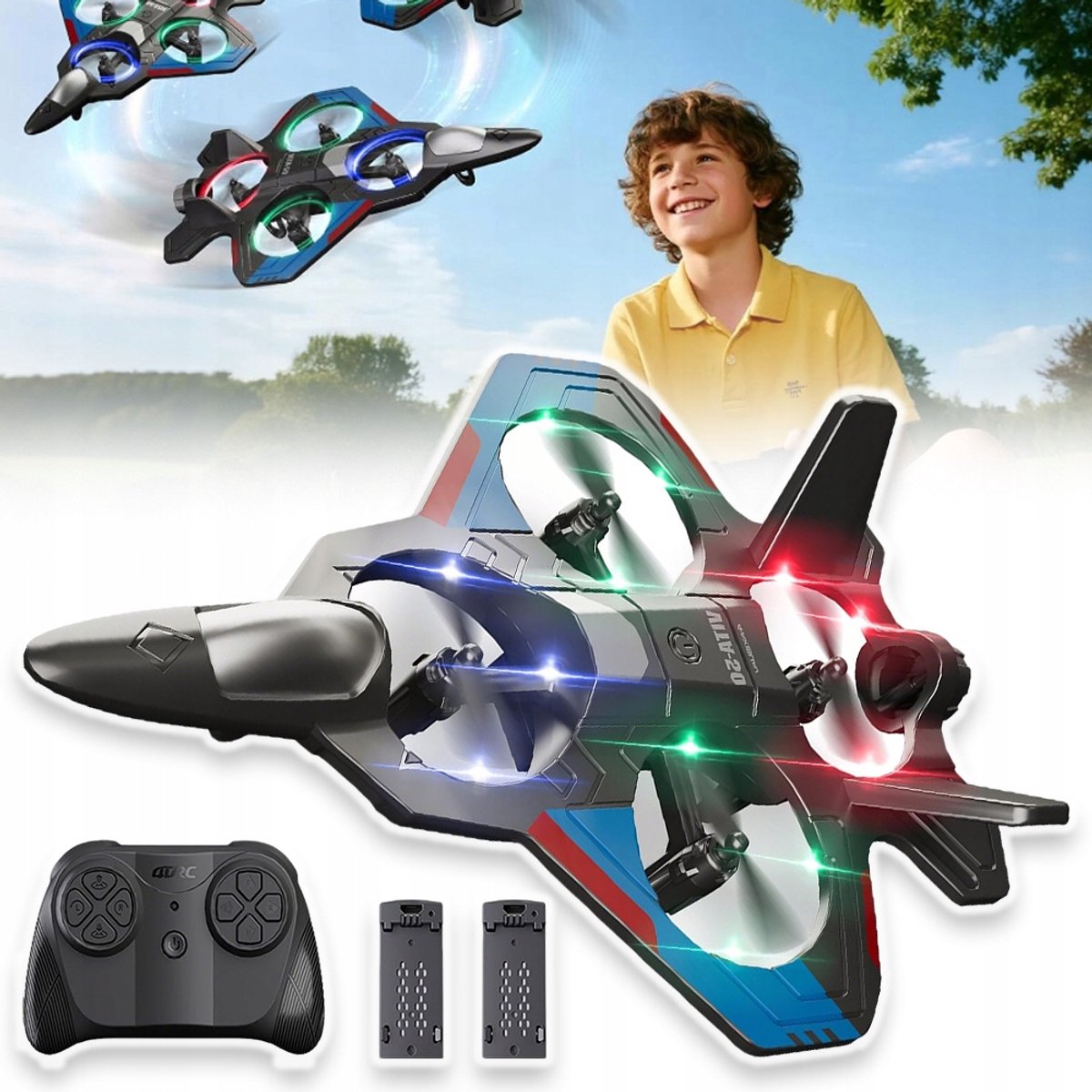 Op Afstand Bestuurbare Vliegtuig Met Ledverlichting En 360°-Stunts - 3 Snelheden Headless-Modus Hoogtebehoud - Gooien Om Te Vliegen - Voor Kinderen En Volwassenen - Speelgoed Voor De Start Van Het Schooljaar - Zwart