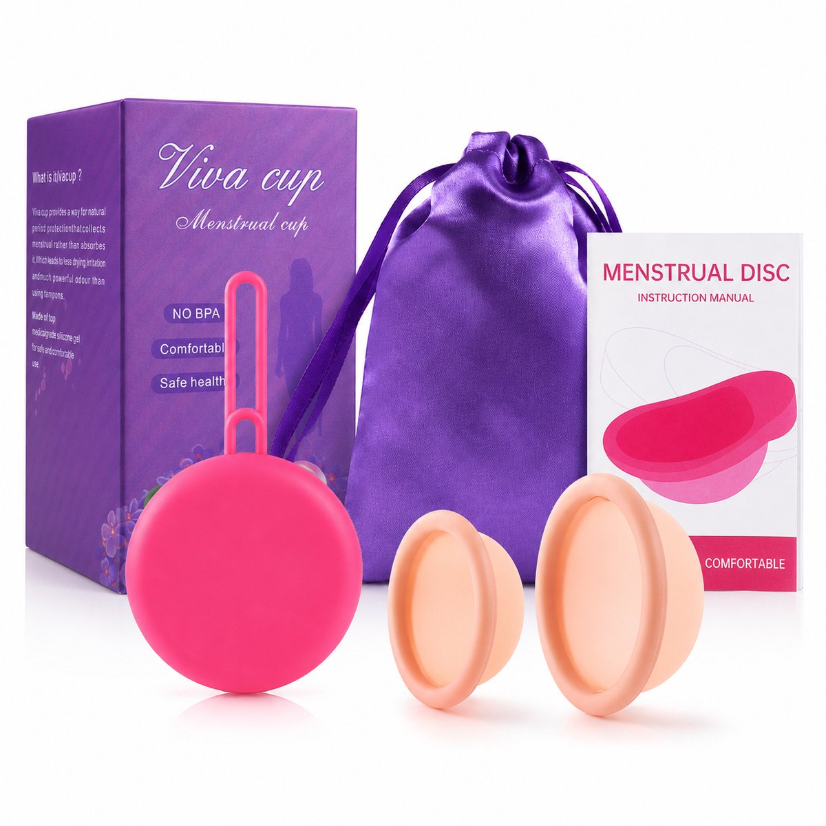 Gloovon® herbruikbare menstruatiedisc - Van zacht siliconen & opvouwbaar - Tot 12 uur gebruik - beige - Maat S - ca. 45 ml