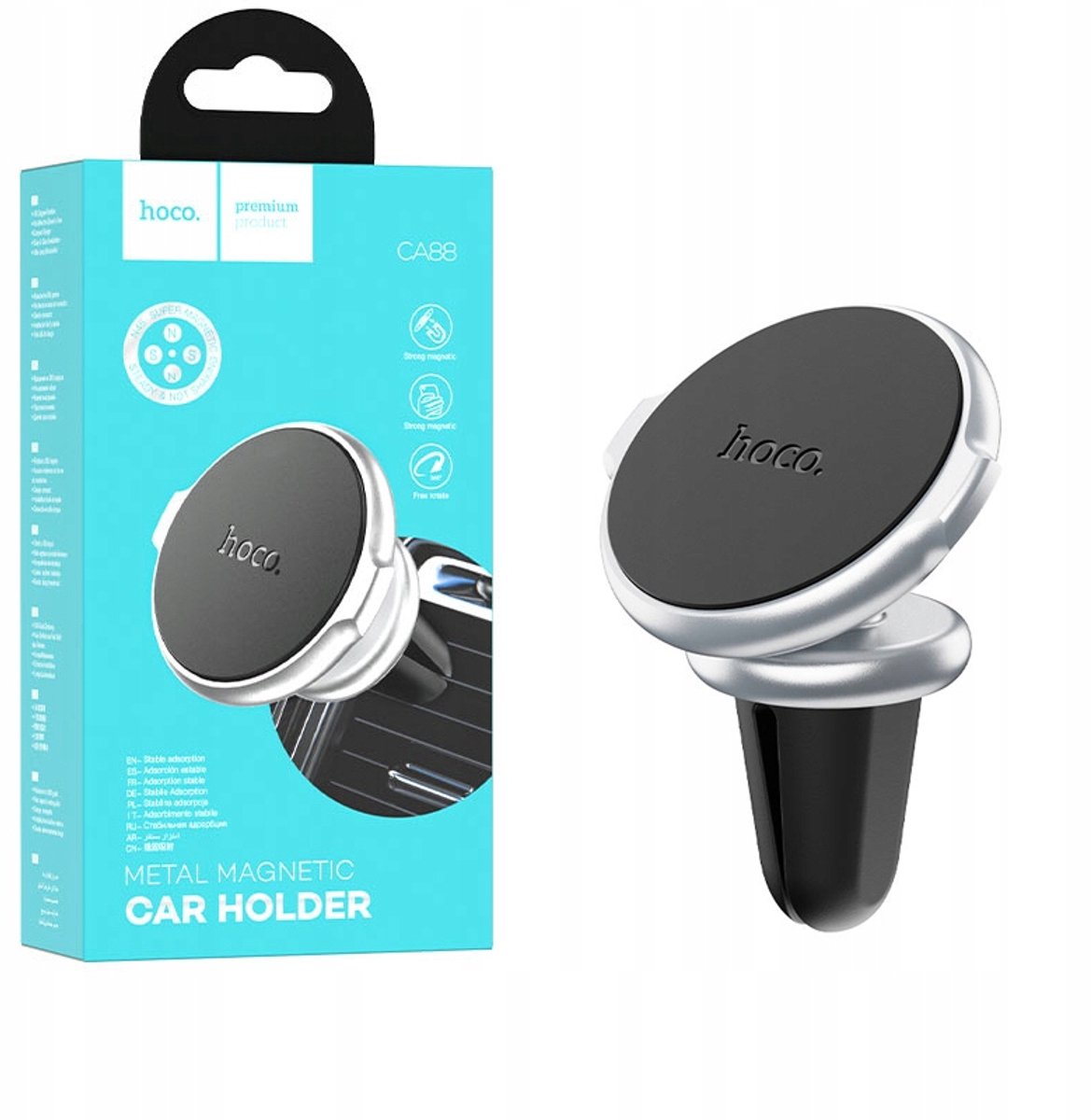 HOCO CA88 Magnetische Autohouder voor Ventilatie - Zwart/Zilver