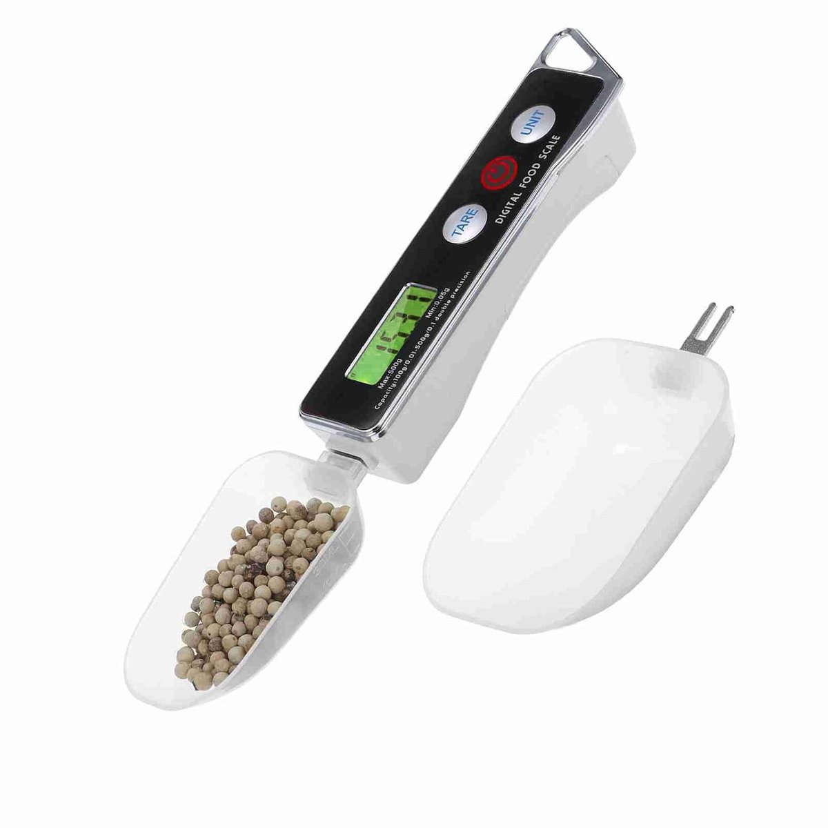Digitale lepelweegschaal - Zwart - 13 x 3 x 3 cm - Draagbaar met Tarra-functie - Voor Keuken en Dieetbeheer