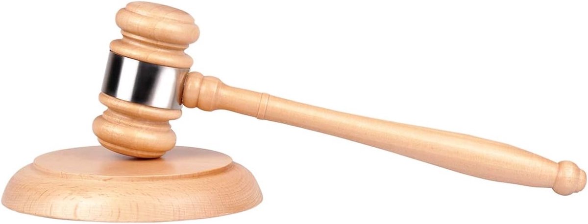 Set Houten Voorzittershamer en Slagblok - Bruin - 27 cm - Handgemaakt Hardhout - Voor Rechter, Advocaat, Student, Veilingmeester