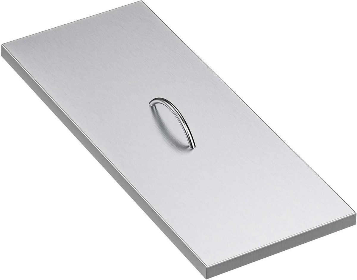 Vuurkorf Deksel - Afdekplaat Pan - Bescherming Buiten - Hittebestendig Staal - 68.5 x 29 cm - Zilver
