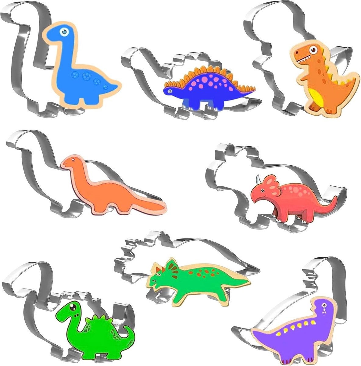 8-delige Set Dinosaurussnijders van RVS voor Verjaardagsfeest Decoratie voor Kinderen