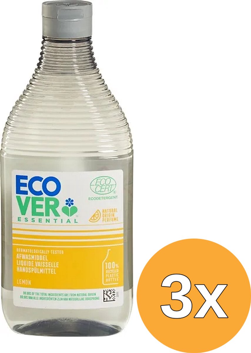 3x Ecover Afwasmiddel Essential Citroen (450 ml)