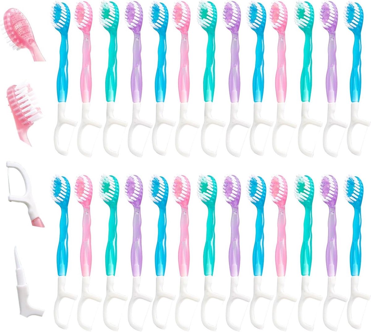 Tandenborstel Floss Set - Reis Tandenborstel Wegwerp Borstel - Mondhygiëne Onderhoud - 5-in-1 Functionaliteit - 26 Stuks - Wit