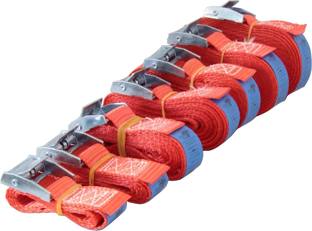 Spanband met Klemslot - Bevestigingsriem Sjorriem - Lading Beveiligen - Snelsluiting Klemslot - 60 cm - Rood