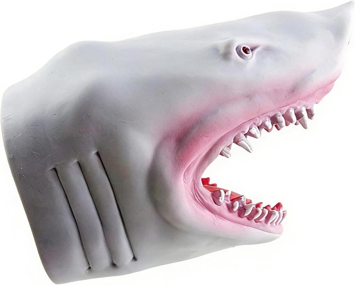 Dieren Handpoppen - Rollenspel Speelgoed - Interactief Spel - Flexibele Kaakbeweging - 15 x 8 x 8 cm - Grijs