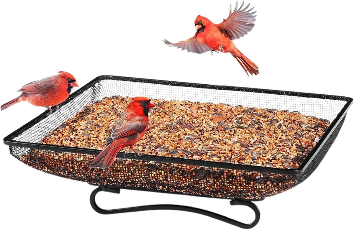 Vogel voederstation - Voederautomaat tuin - Vogels voeren - Hygiënische voederplek - 18 cm - Zwart