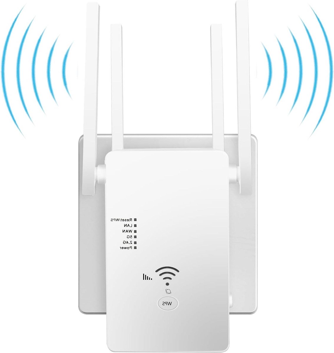 Wifi Repeater Extender - Internet Versterker Booster - Draadloos Internet - 1200 Mbit/s Dual-band - 4 Antennes - Wit