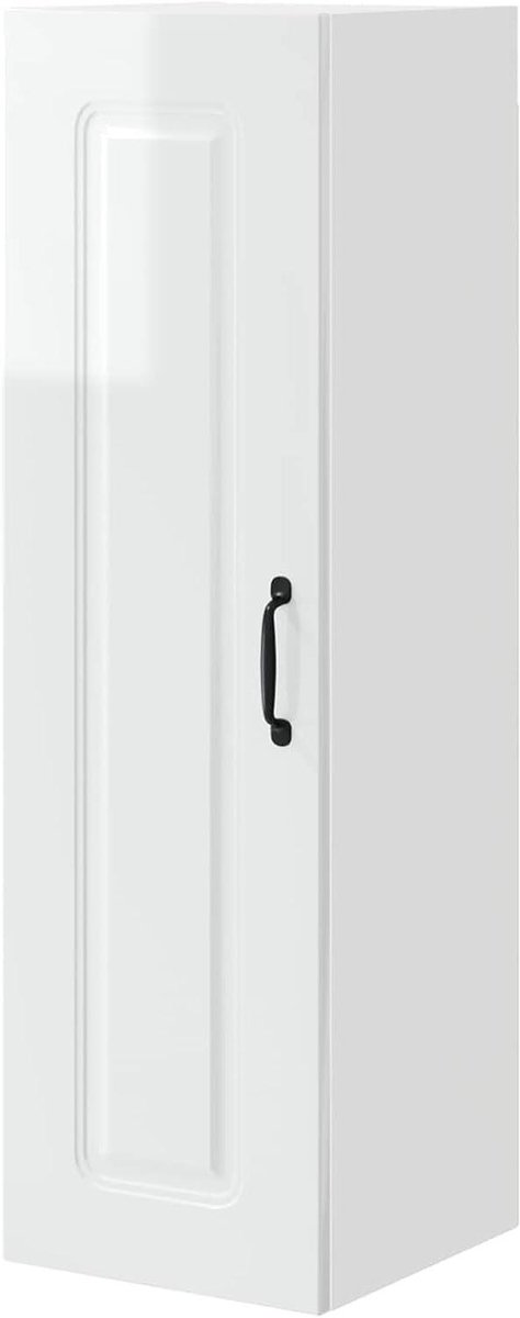 Keukenkast - Hangend meubel - Keuken organiseren - Hoogglans design - 30 x 100 cm - Wit