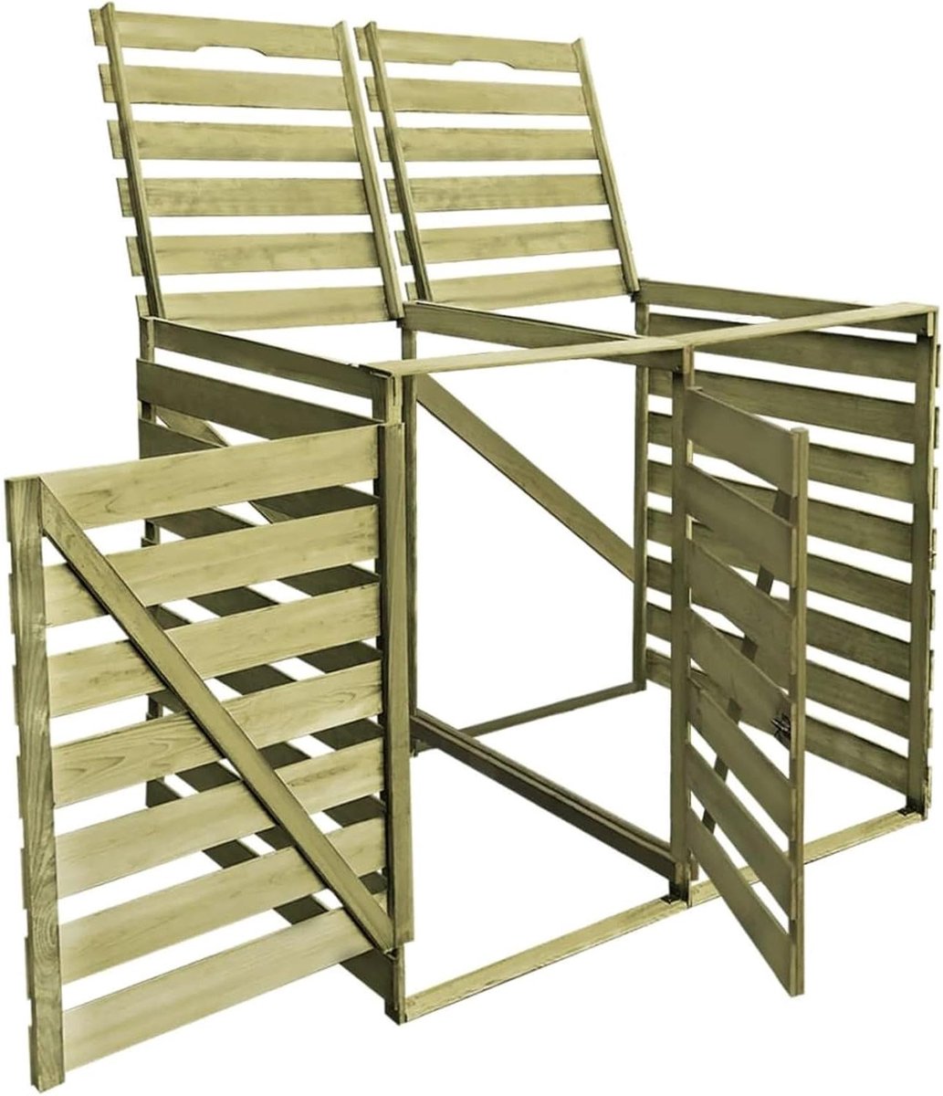 Afvalcontainer Afdekking - Dubbele Hoes - Tuin Opruimen - Geïmpregneerd Grenenhout - 2x 240L Bakken - Groen
