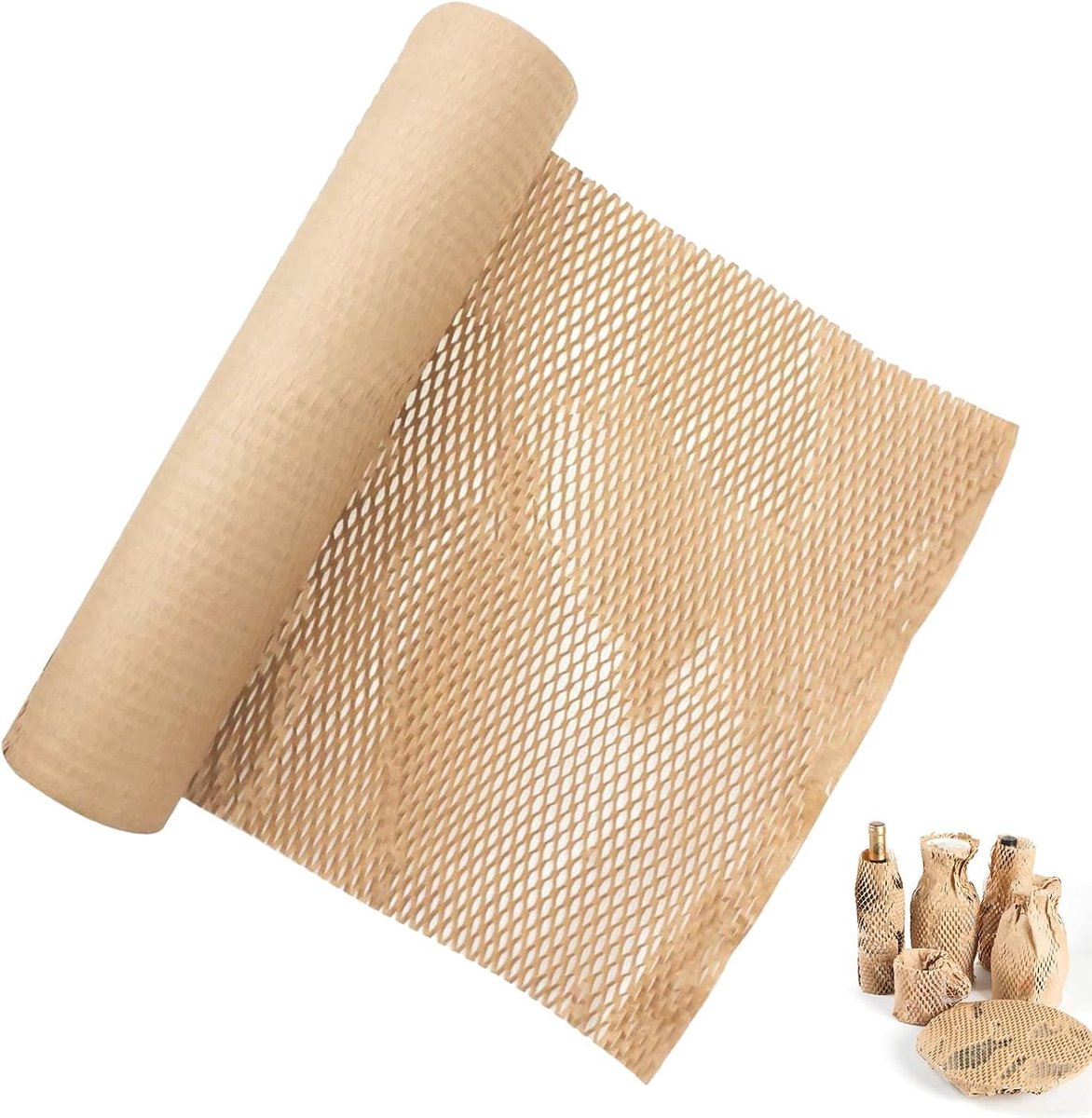 Honeycomb papier verpakkingsmateriaal 30cm x 10m - Bruin kraftpapier voor opslag, verzending en tafelgerei