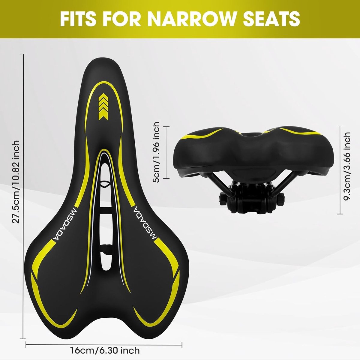 Comfortabel gel fietszadel voor mannen en vrouwen, waterdicht en zacht, ideaal voor BMX, racefietsen, mountainbikes en stadsfietsen
