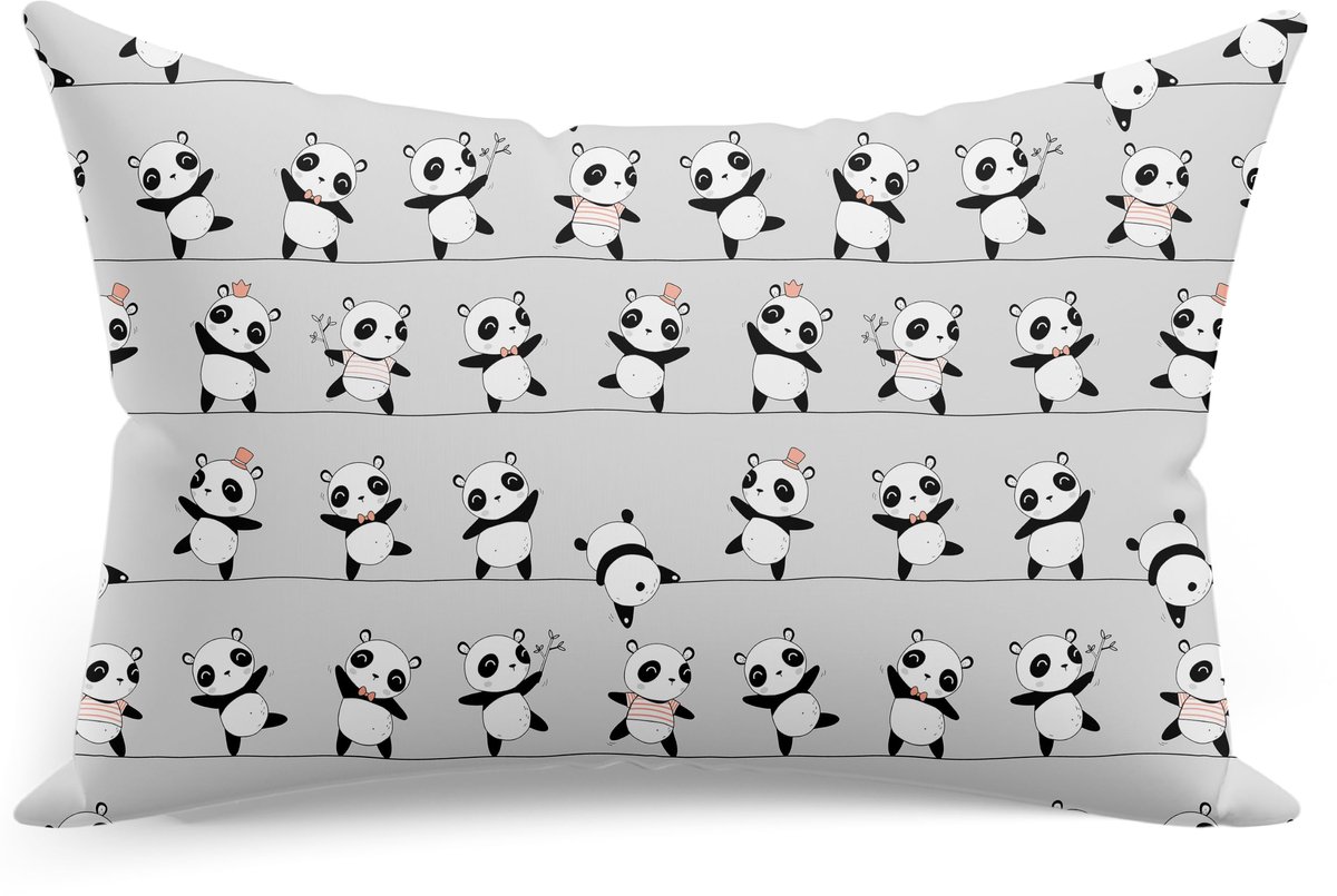 Kopfkussenbezug 25 x 40 cm met Pandabear Motief in Grijs