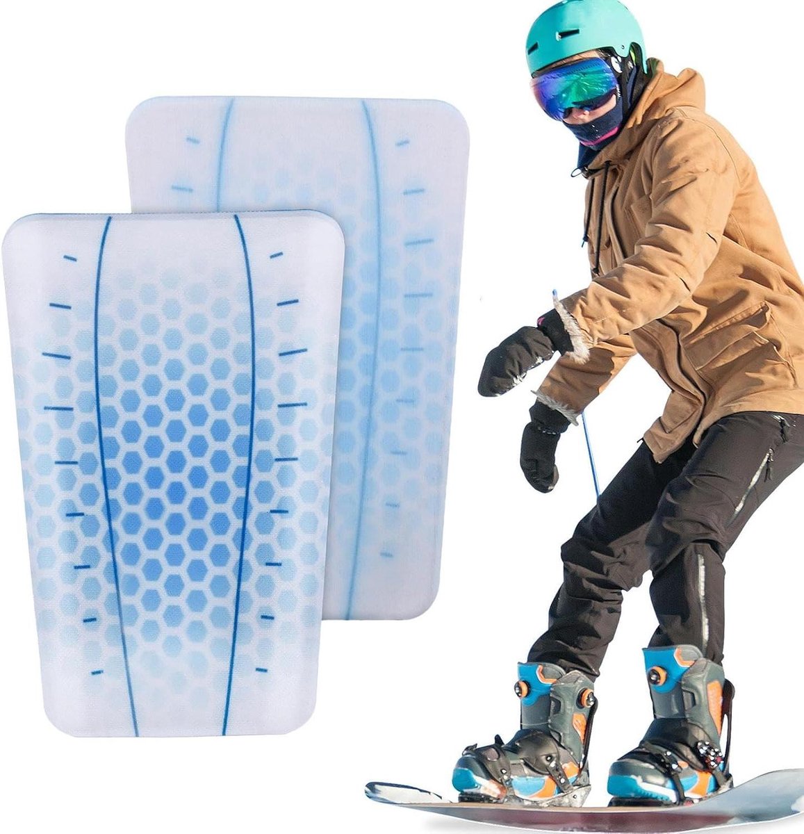 Scheenbeschermers Ski - Snowboard bescherming - Blessurepreventie Wintersport - Dempende Gel Vulling - 15x10cm - Blauw