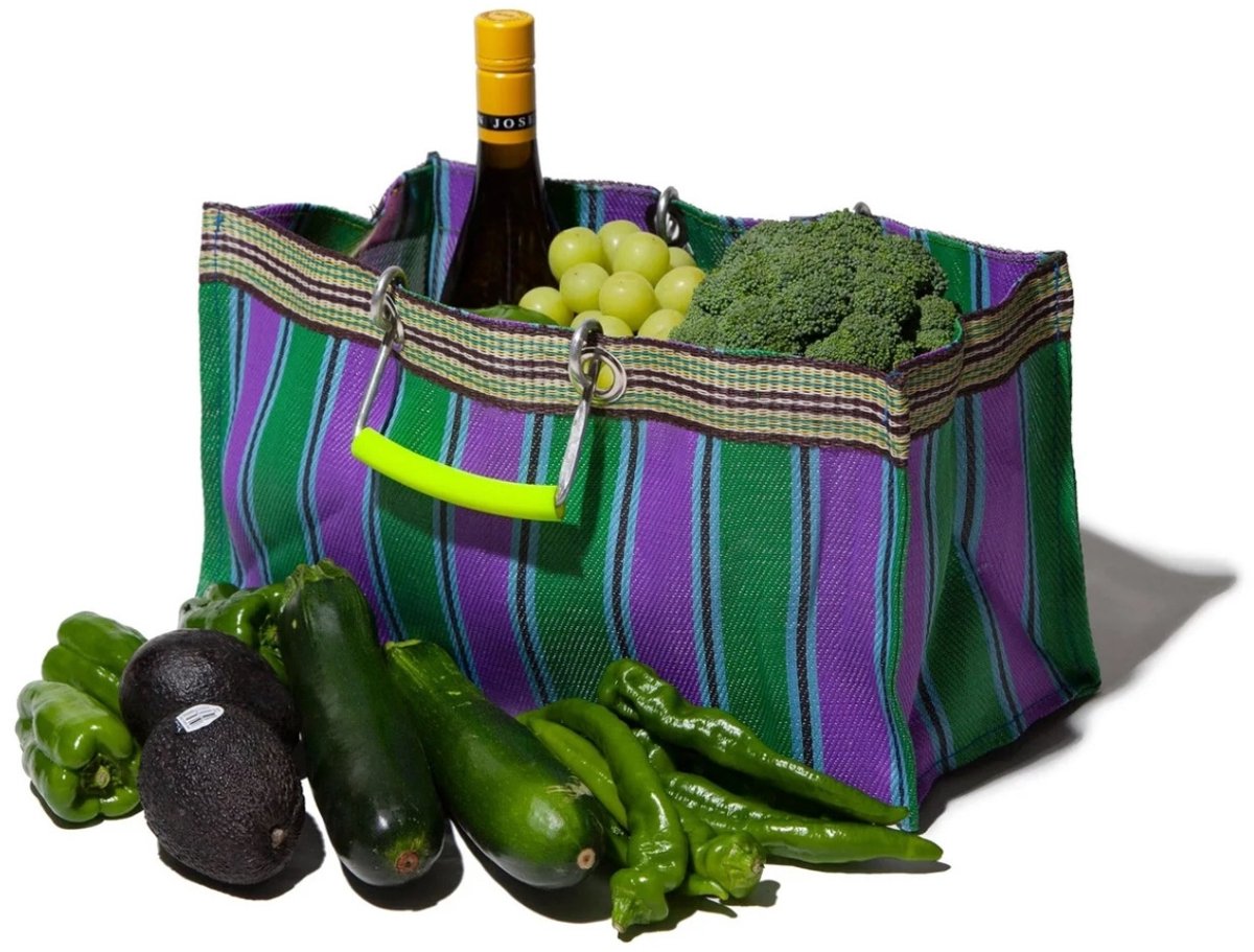 PUEBCO - retro tas - groen x paars - langwerpig - 100% recycled plastic