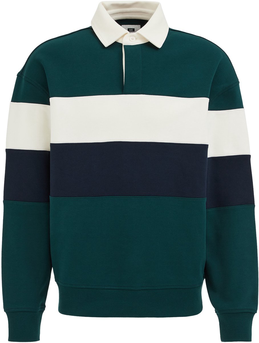 WE Fashion Heren loose fit polo met blokstreep