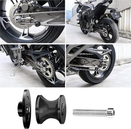 Motorfiets Swingarm Spoelen - Diabolos - Motorfiets Ondersteuning - CNC Aluminium - 8mm M8 - Zwart — afbeelding 3
