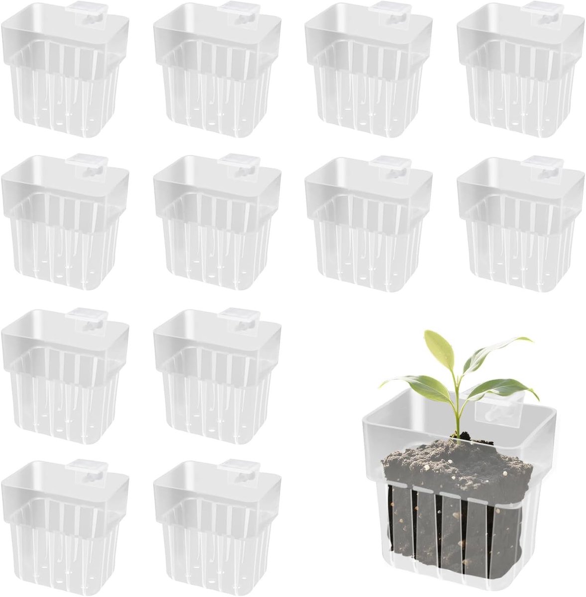 Transparante vijverplantenmanden voor hydrocultuur, aquariumplantenhouder en waterdecoratie (12 stuks) met stevige constructie en veelzijdig gebruik