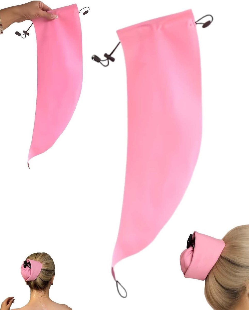 Douchemuts voor Dames - Roze - 54 x 14 cm - Waterdichte Douchekap met Opening voor Paardenstaart - Voor Lang Haar